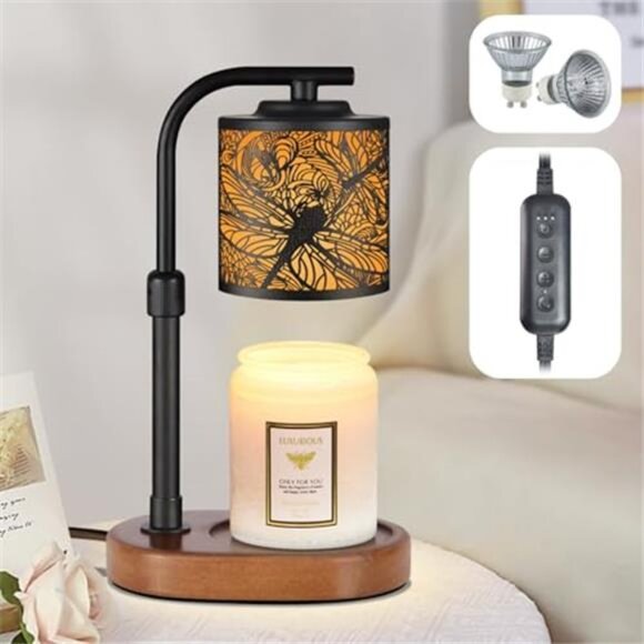 Candle Warmer Lamp Timer Electric Wax Melt Warmer Dragonfly Home Decor Flameless - Picture 2 of 8